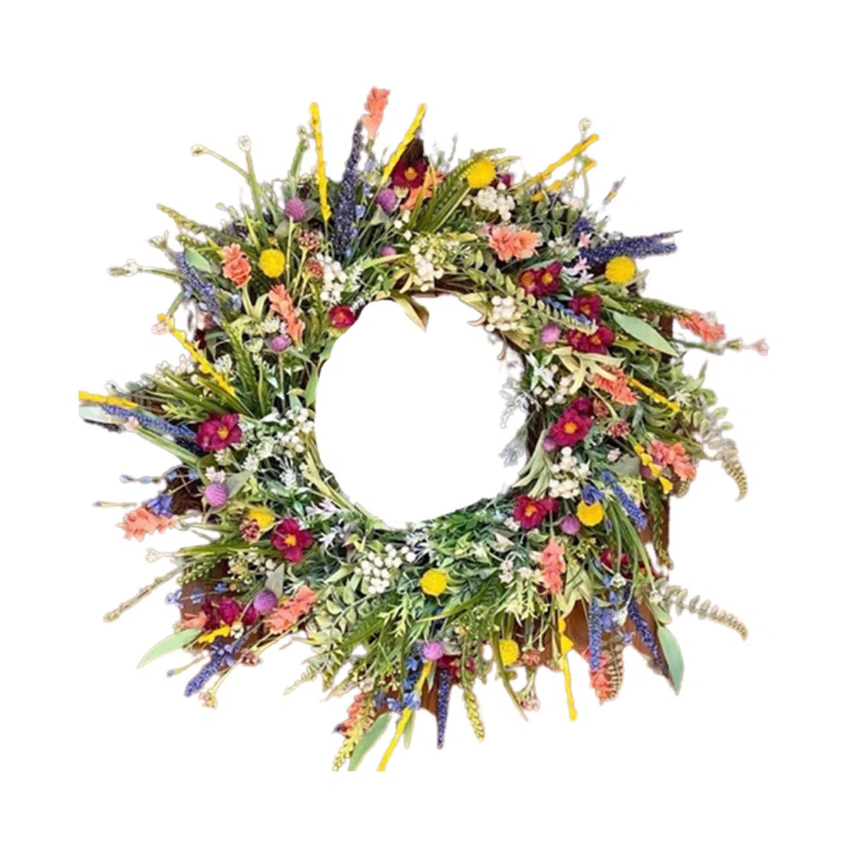Ghirlanda per porta d'ingresso, 35 cm, ornamento primaverile ed estivo, decorazione da appendere alla parete, decorazione fuori porta, decorazione esterna (1 verde, taglia