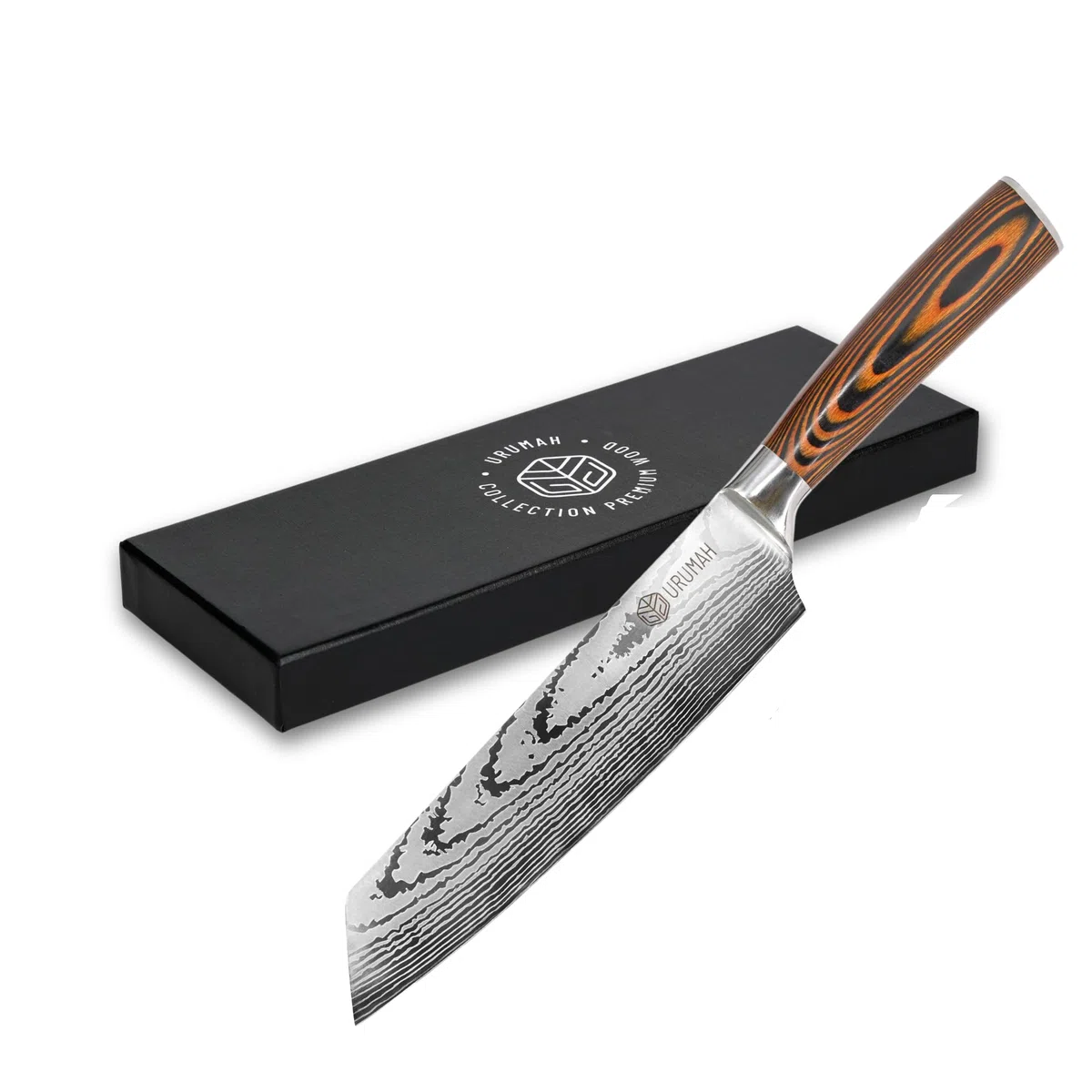 Coltello Kiritsuke in acciaio ad alto tenore di carbonio 7CR17MoV con impugnatura in legno. Viene fornita una bella custodia regalo e fodere protettive.