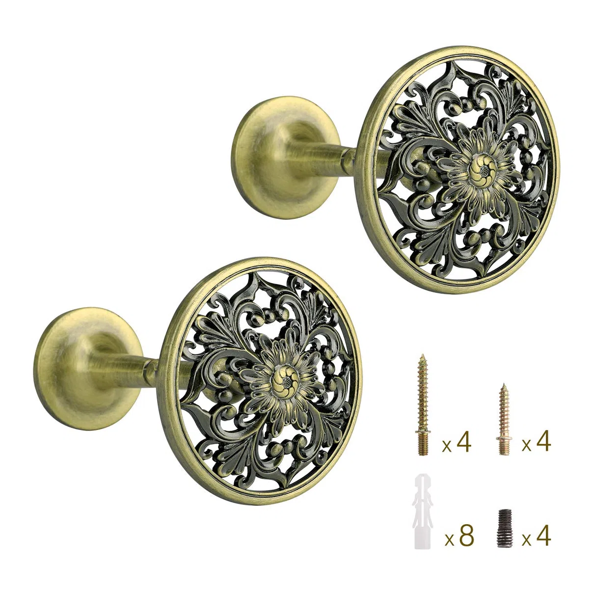 Fermatende da muro Lewondr Raccoglitenda 2 Pezzi in Bronzo con Fibbia Circolare Floreale con Viti, Accessori Decorazioni Tende Finestre Fermatende per Casa, Hotel, Ristorante- Bronzo