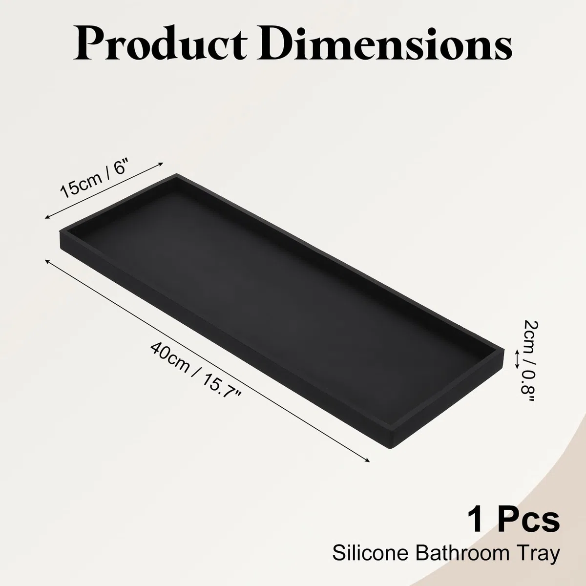 sourcing map Vassoio da bagno in silicone, 40 x 15 cm, infrangibile, organizer per lavello da cucina, per sapone, chiavi, candele, gingillo, nero