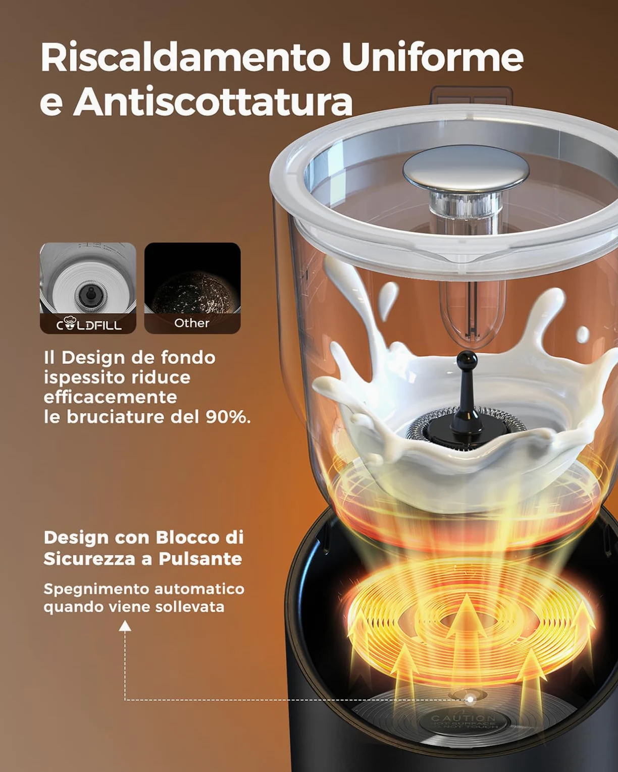 Montalatte Elettrico 8 in 1, Cappuccinatore con Tazza Rimovibile Lavabile in Lavastoviglie, Schiumalatte per Cappuccino, Latte Macchiato, Cioccolata e Latte Vegetale, 400 ml