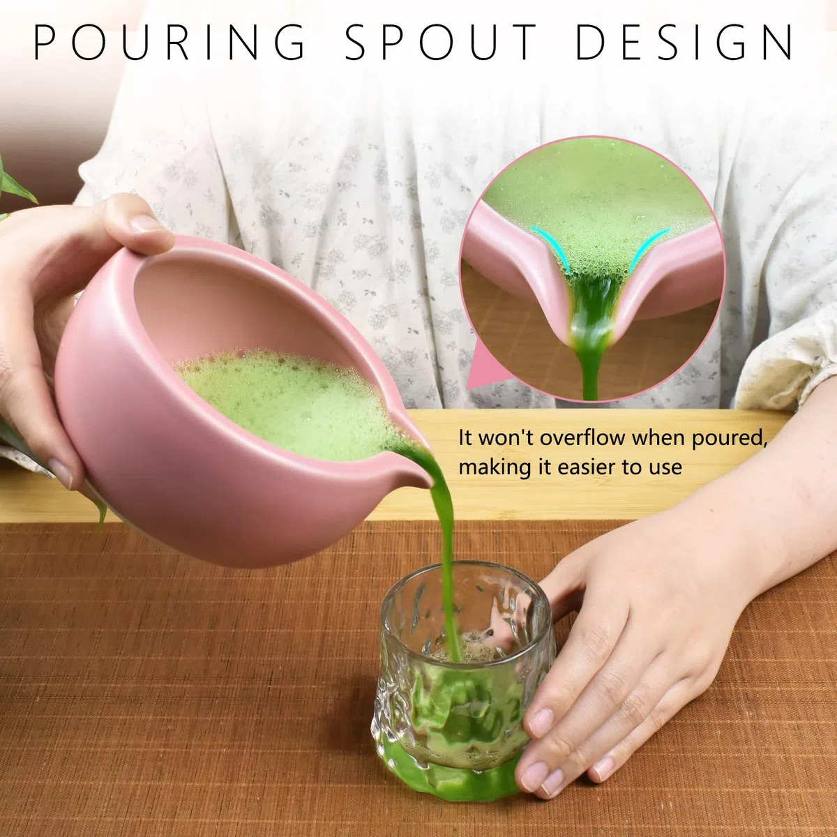 Artcome Kit completo per cerimonia del tè Matcha, ciotola, frusta, supporto per frusta, paletta da tè, per Usucha, Koicha, Matcha Latte (rosa)