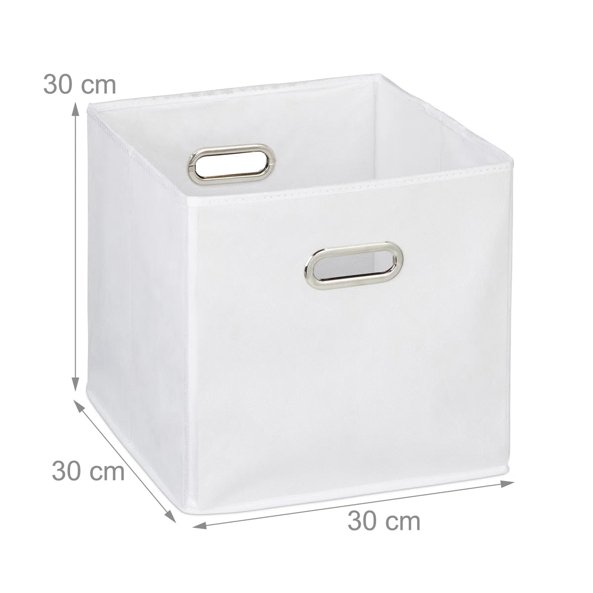 Relaxdays Scatola Portaoggetti, Set 4 Box Cubo da Scaffale HLP 30 x 30 x 30 cm, Portagiochi Pieghevole in Stoffa, Bianco