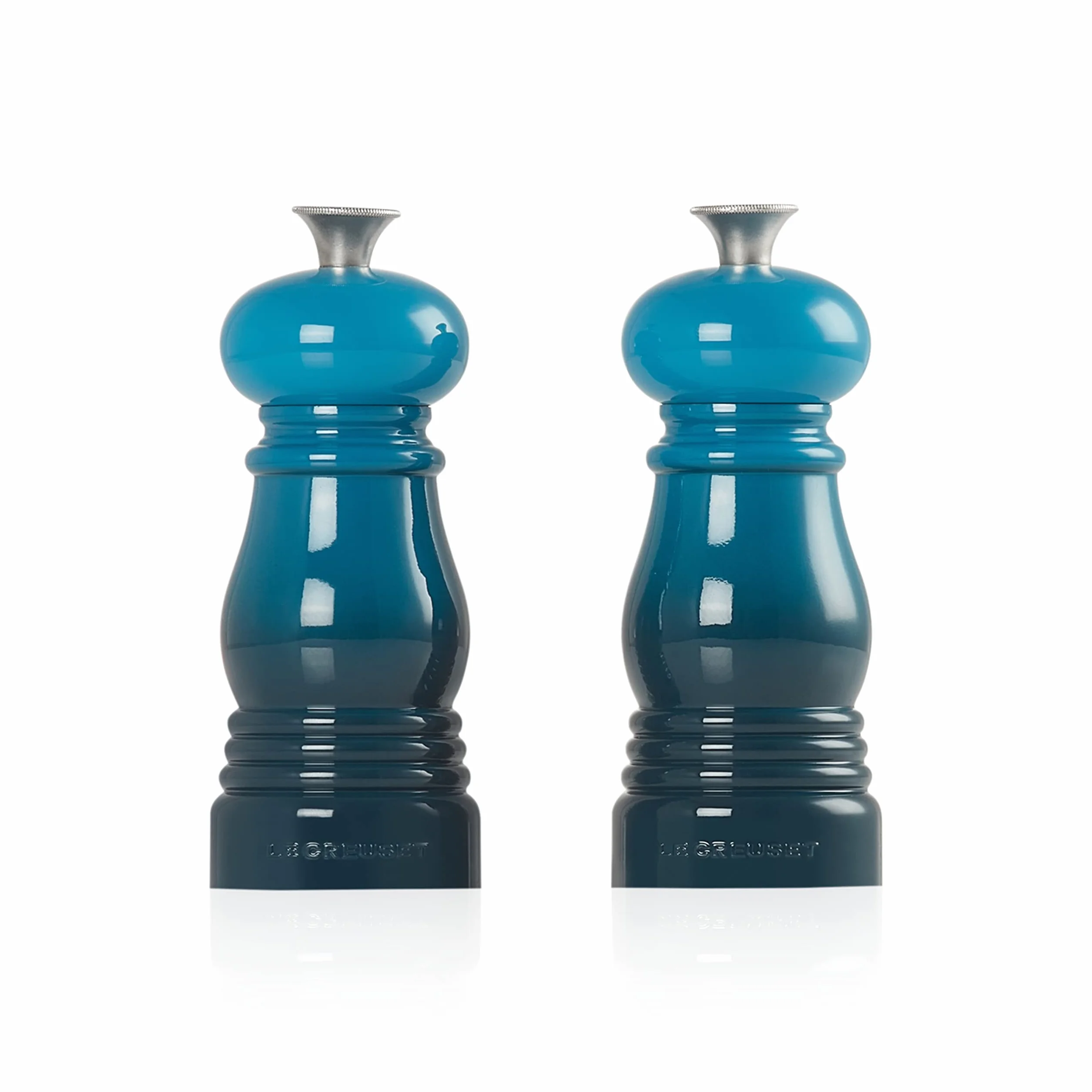 Le Creuset Set 2 Mini Macina Sale e Pepe, Plastica ABS, Rispettivamente 5 x 5 x 12.1 cm, Macina in Ceramica, Deep Teal, 96002500642000