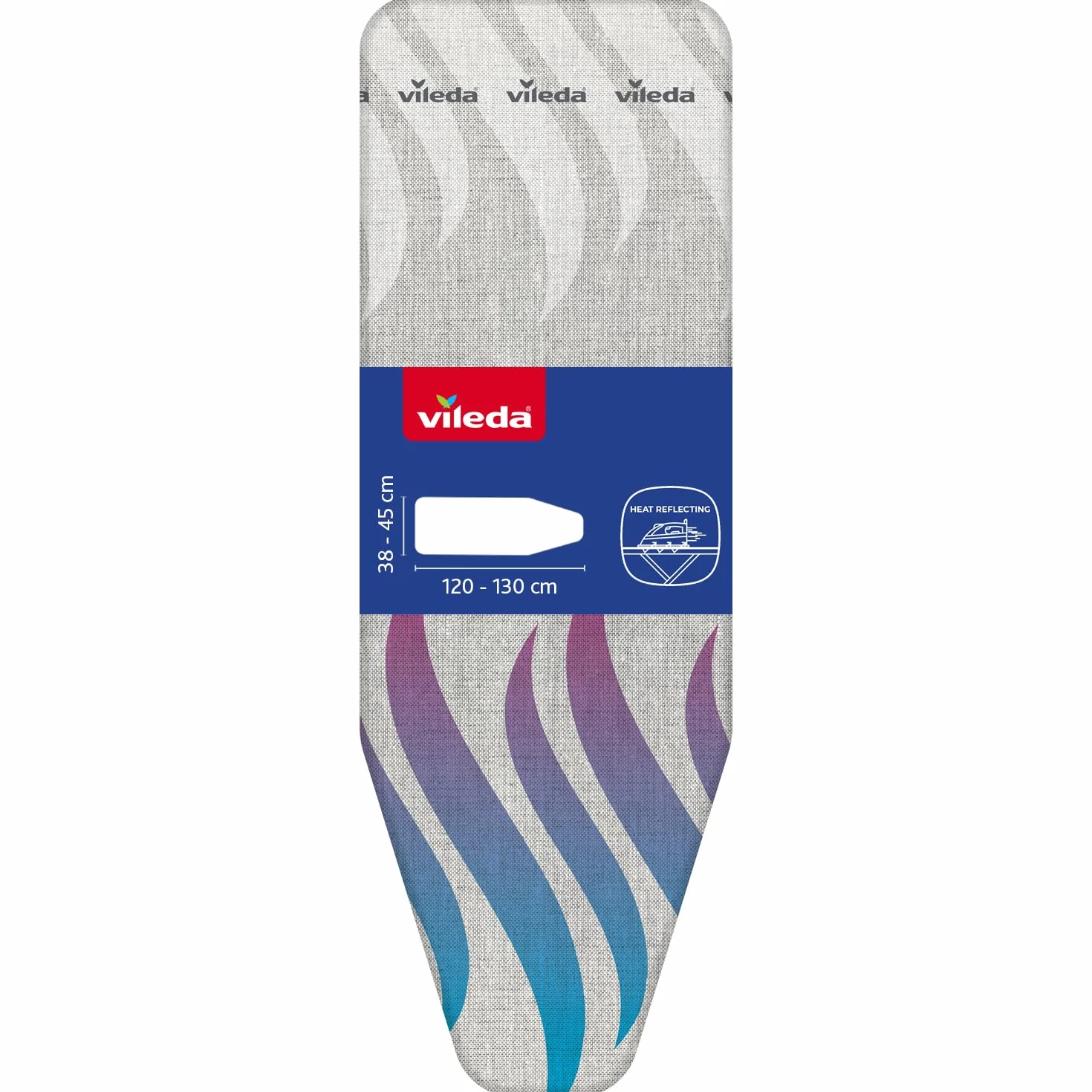 Vileda Total Reflect Telo da Stiro, Copriasse da Stiro Universale, Imbottito, con Elastico, in Tessuto, Grigio, 142.5 x 45.6 cm