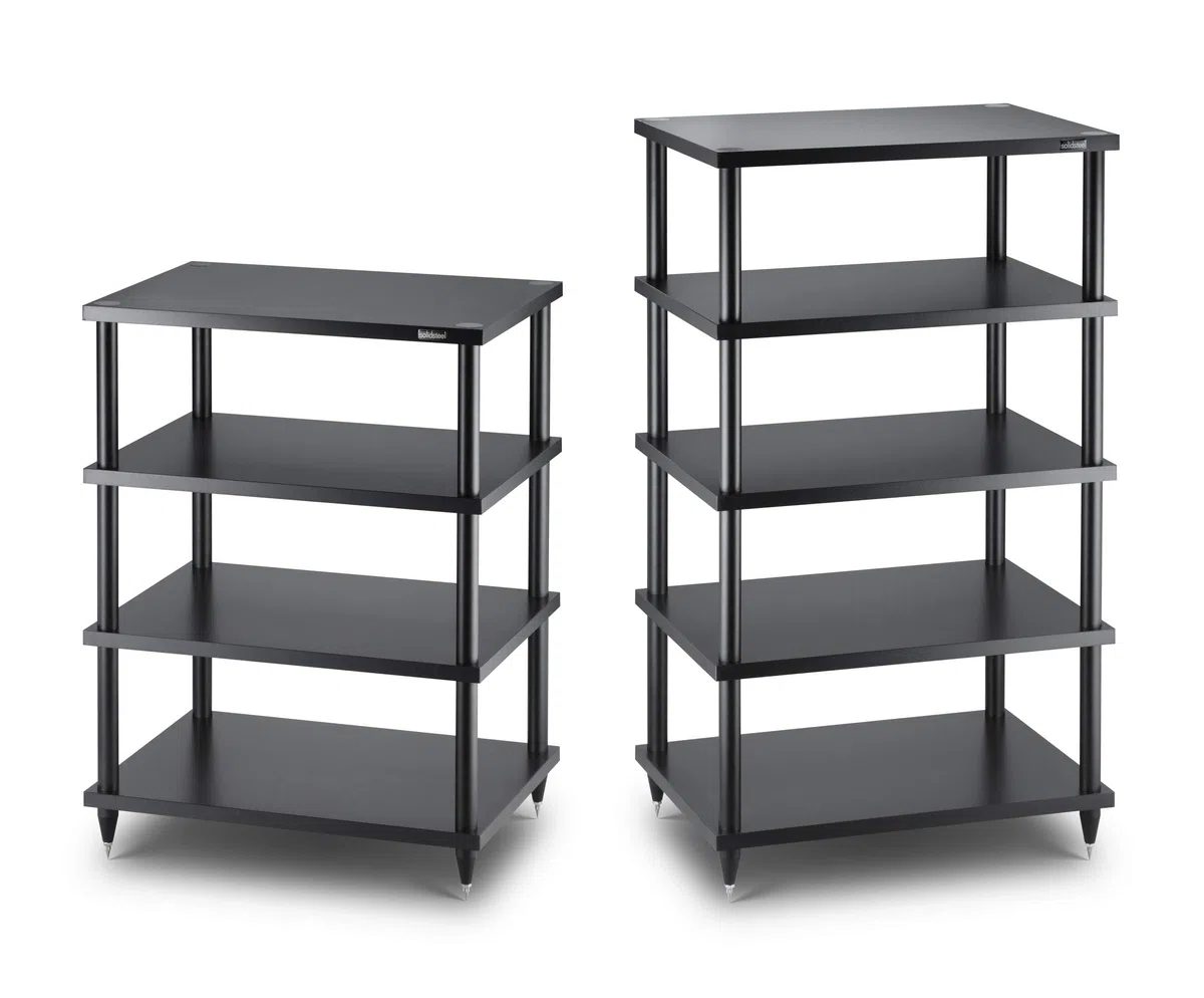 Solidsteel S2-5 Mobile Stereo Hi Fi Porta Elettroniche, Mobiletto Rack Audio a 5 Livelli in Legno (Made in Italy), Telaio in Metallo per Impianto Hi-Fi Stereo, Punte Regolabili in Acciaio INOX