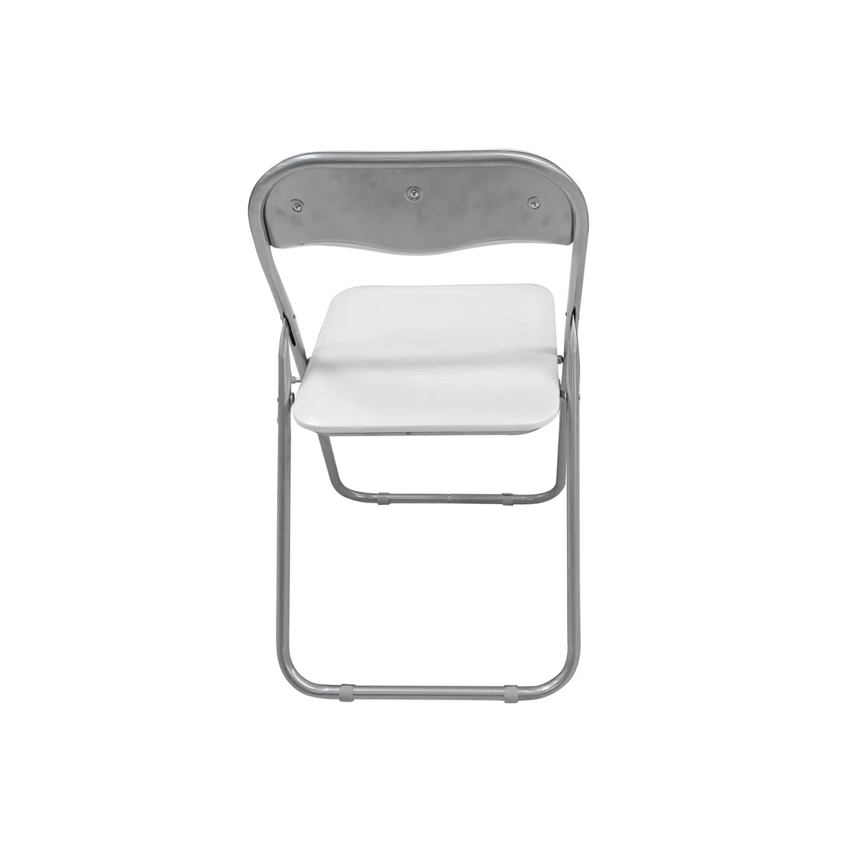 Bissolo Casa - Sedia pieghevole Bianca in metallo e PVC, Seduta salvaspazio, Sedia per riunione, cm 43x47 H.79,5