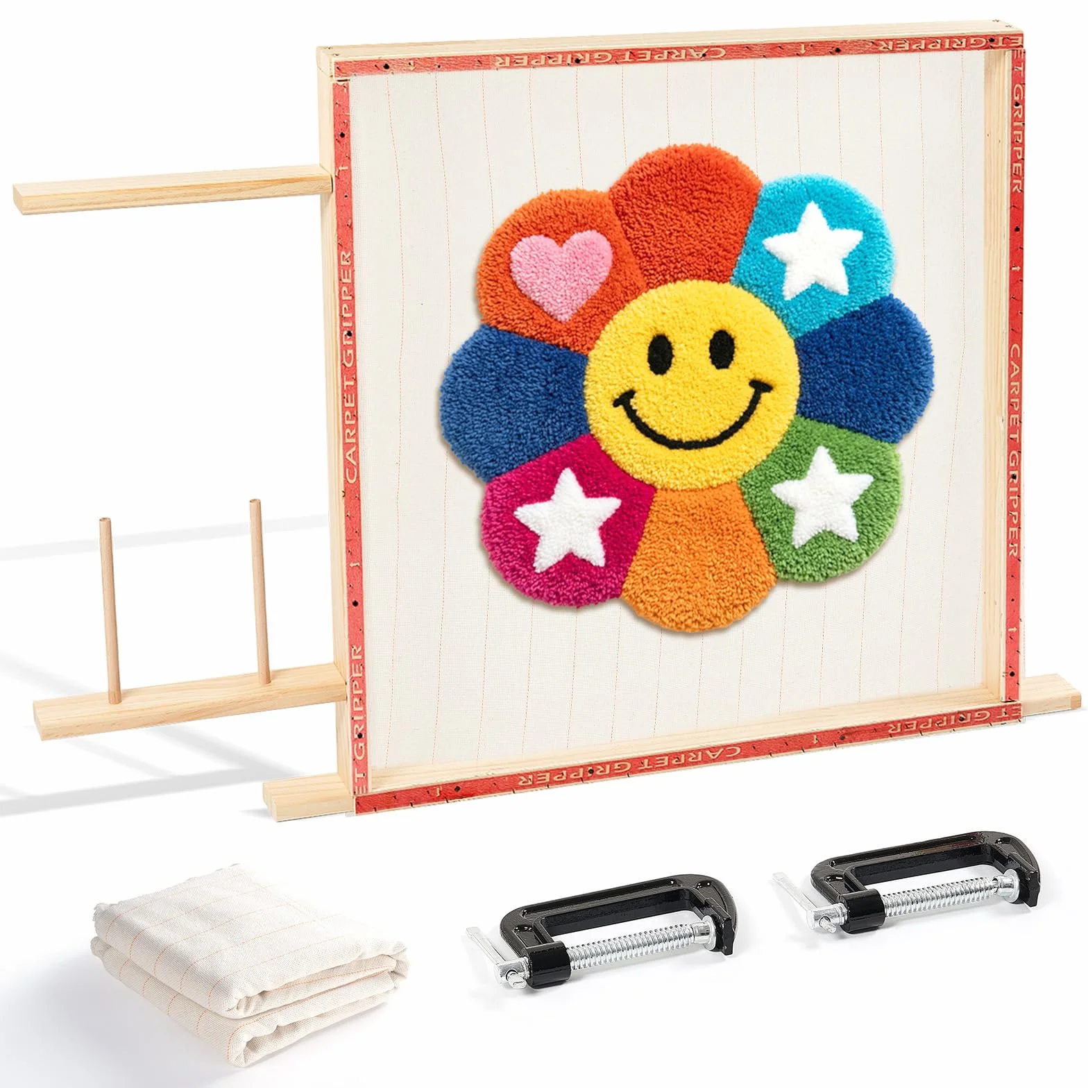 BESGEER Cornice Tappeti di Legno da 75cm x 75cm(29,5 x 29,5") Strumenti per la Realizzazione di Tappeti con Pistola Tufting