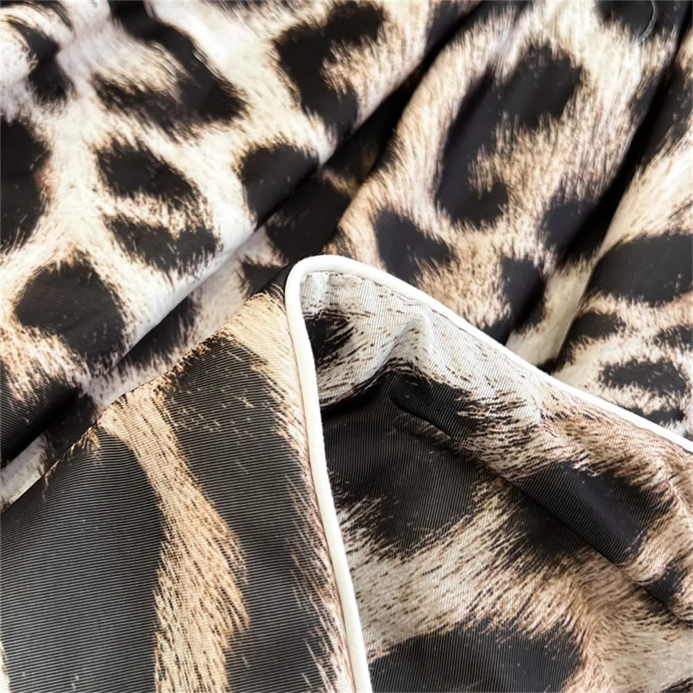 Chickwin Trapuntino Estivo Copriletto Matrimoniale Singolo, Freschezza Reversibile Leggero Coperta Primaverile Autunnale Trapunta Lavabile Cotone Trapuntato Coperta Letto (Leopardo,180x200cm)