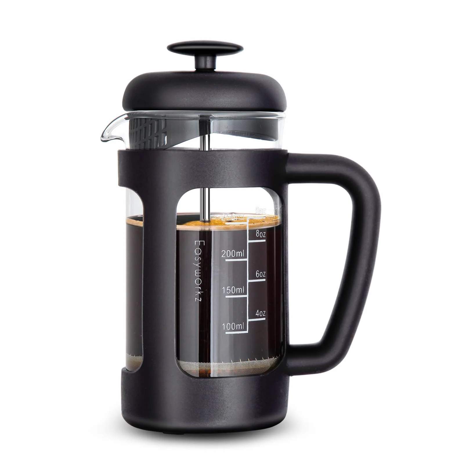 Easyworkz francese Pressa 350ml Bollitore per tè e caffè con vetro borosilicato, impugnatura morbida