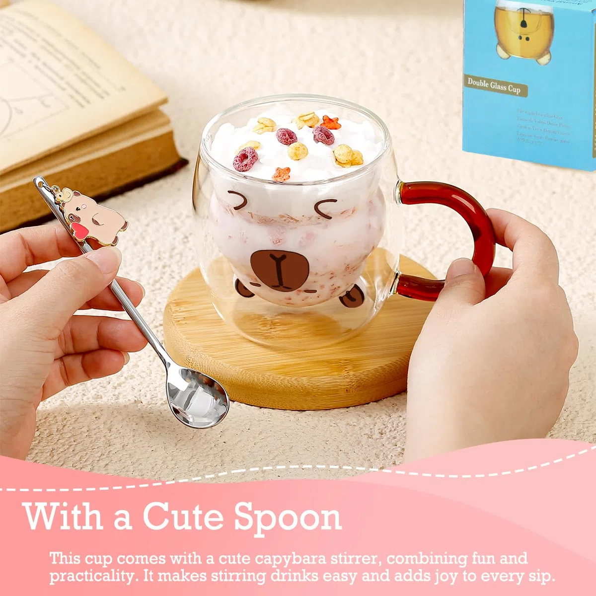 Regali per donne, oggetti dolci Capybara, bicchieri da caffè a doppia parete, tazze Kawaii per cappuccino, tè, espresso, latte macchiato, bicchieri, regali di Natale, regalo di compleanno, regali