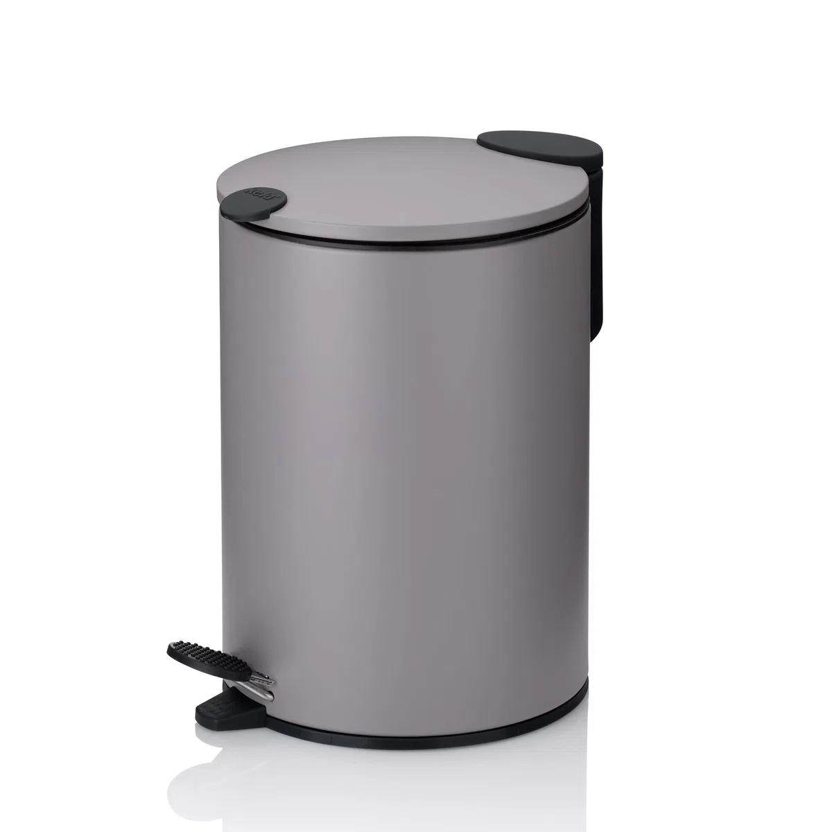 kela Secchio per cosmetici 3 l grigio chiaro opaco, coperchio Silent Close, pattumiera a pedale per bagno MATS, pattumiera da bagno con secchio interno e manici per il trasporto