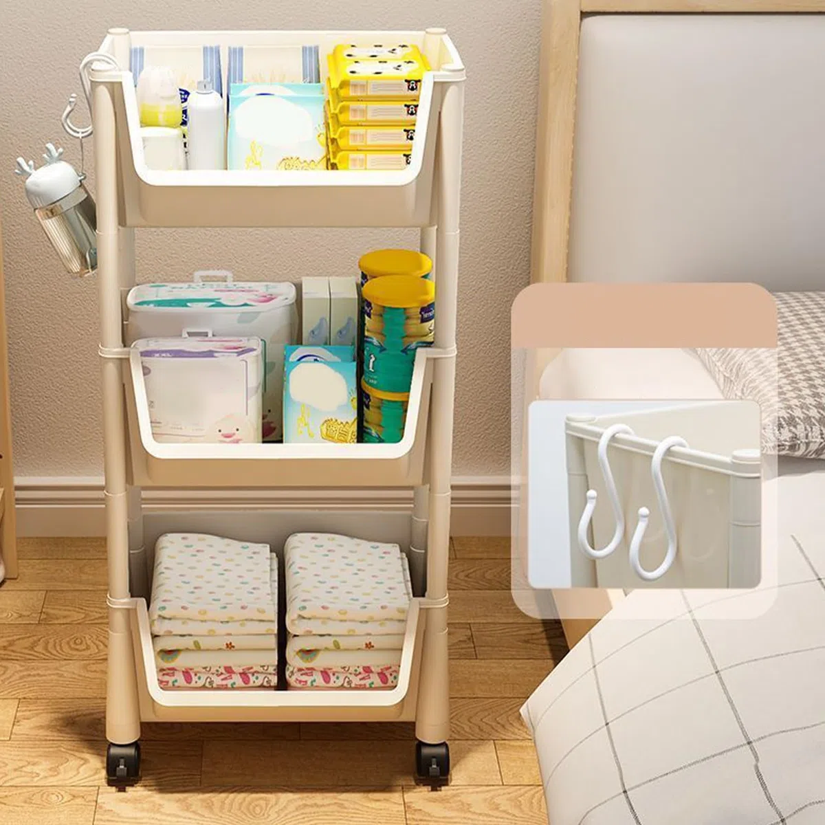 Generico Carrello portadocumenti e portalibri multistrato | Carrello organizzativo multifunzionale per soggiorno e camera dei bambini | con ruote per articoli di cancelleria e giocattoli