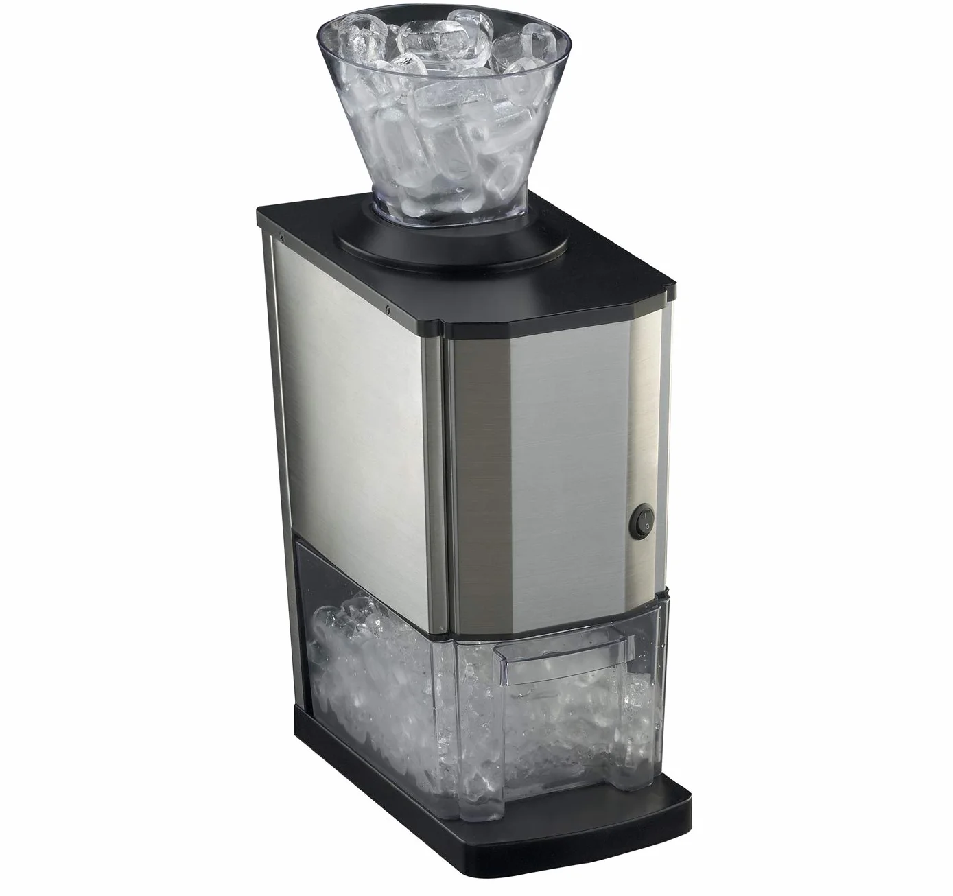 RGV Mojito Junior - Spaccaghiaccio Elettrico 80W in Acciaio Inox,Produzione 20 kg/h, Contenitore Estraibile con Microswitch di Sicurezza, Imbuto Amovibile