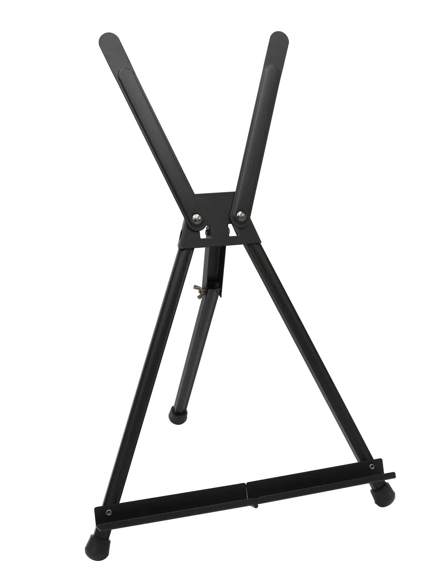 Paintersisters Cavalletto da tavolo in alluminio nero, cavalletto da tavolo per telaio fino a 54 cm, pieghevole, piccolo cavalletto a 3 zampe