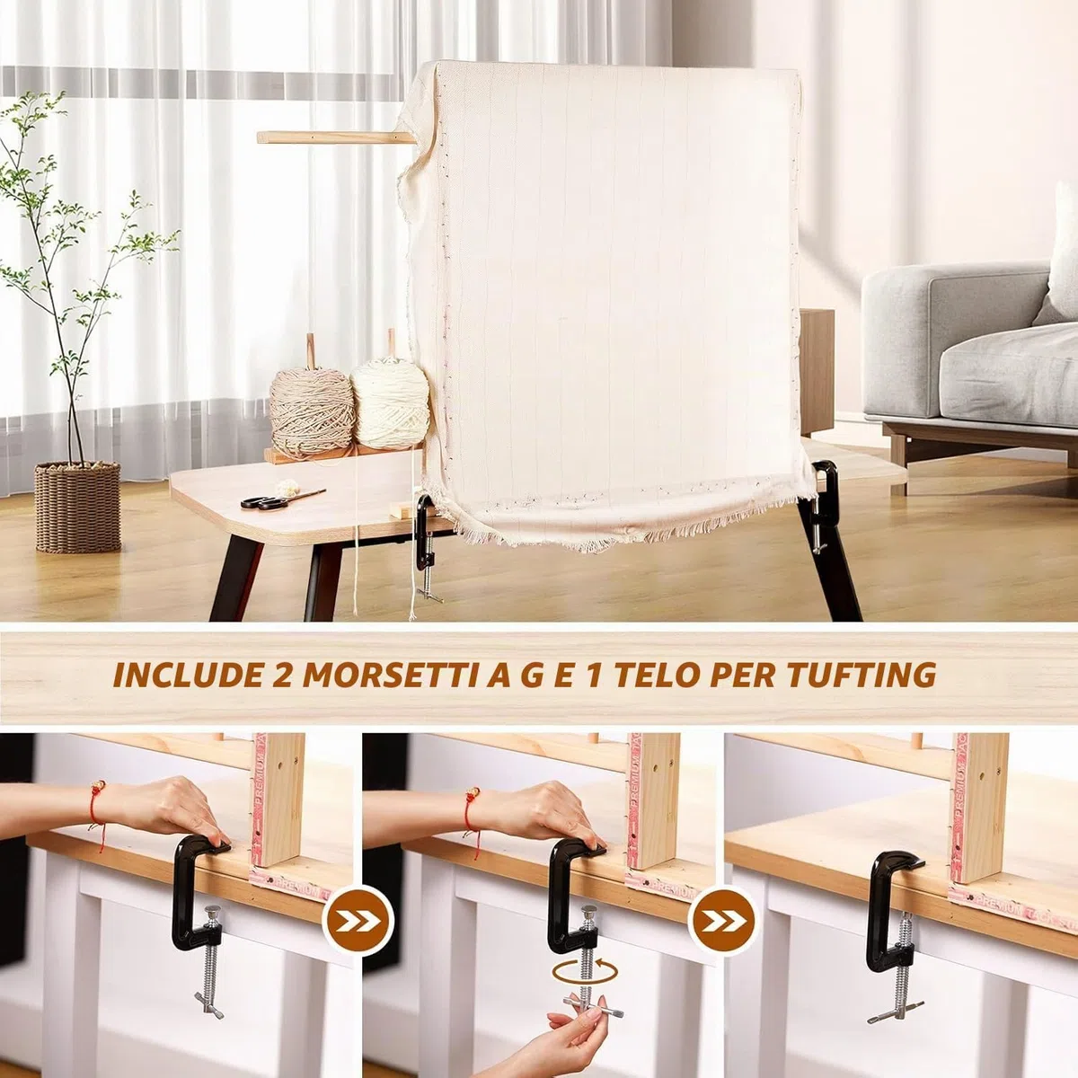BESGEER Cornice Tappeti di Legno da 75cm x 75cm(29,5 x 29,5") Strumenti per la Realizzazione di Tappeti con Pistola Tufting