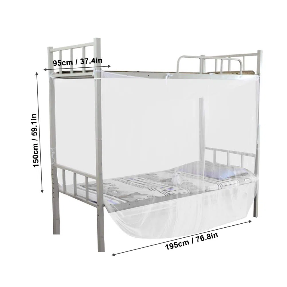 Zanzariera, Zanzariera per Letto a Baldacchino Angolare a 4 Posti Letto per Dormitorio per Studenti. Zanzariera Bianca a Doppia Rete(95x195x150cm)