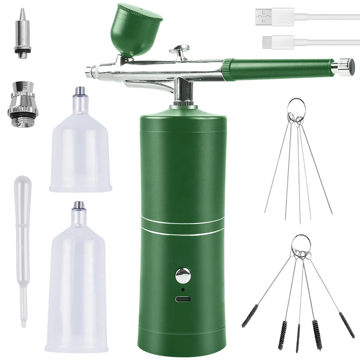 Kit Aerografo Con Compressore, Compressore Aerografo, Kit Aerografo Pistola Ricaricabile Aria Spazzola Airbrush Portatile Per Trucco, Nail Art, Decorazione Torta Grün