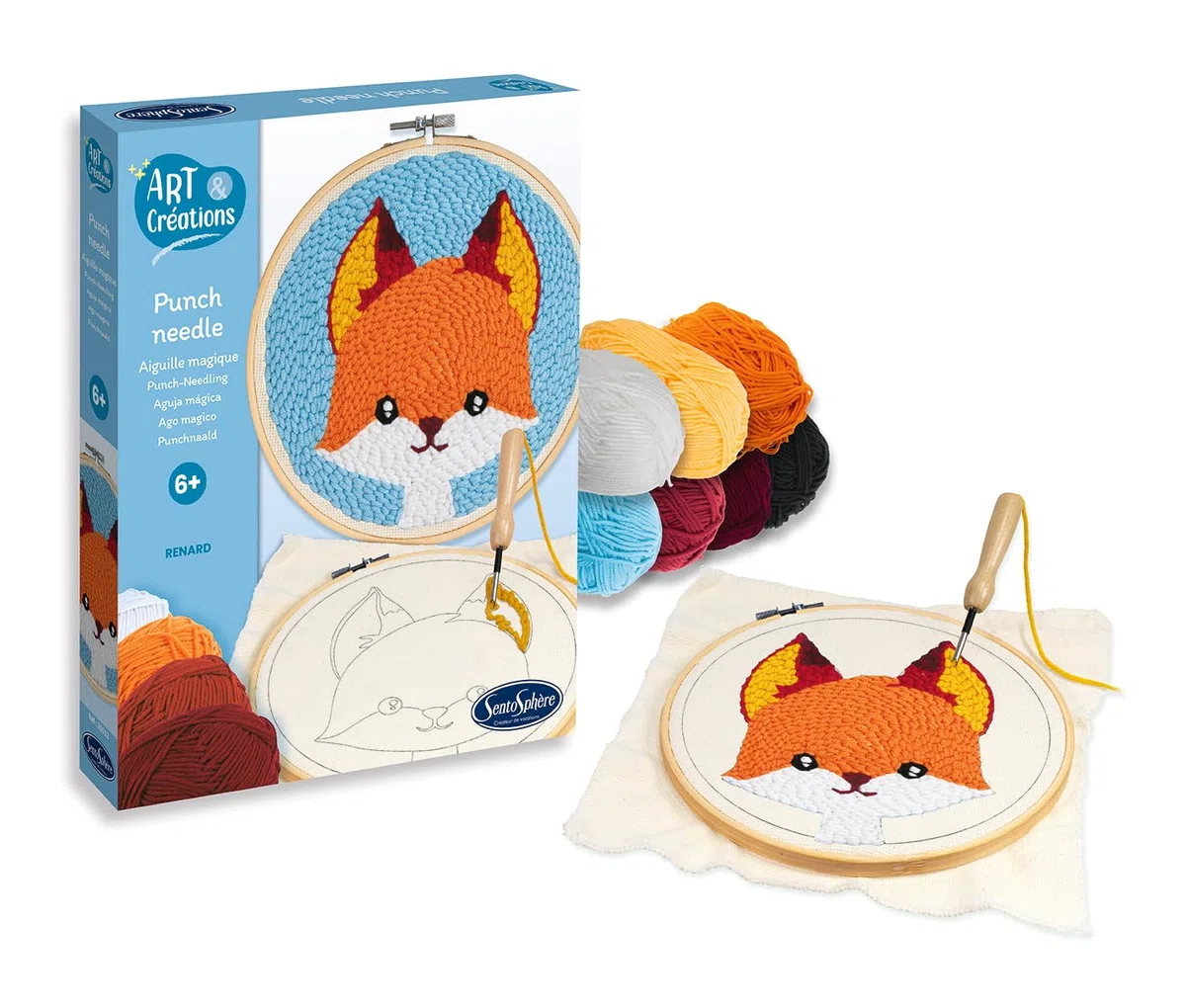 Sentosphère – Punch Needle Volpe – Cofanetto creativo per bambini – Iniziazione a punto punto cucito da 6 anni – Illustrazione da ricamo – Relax e precisione – 20552