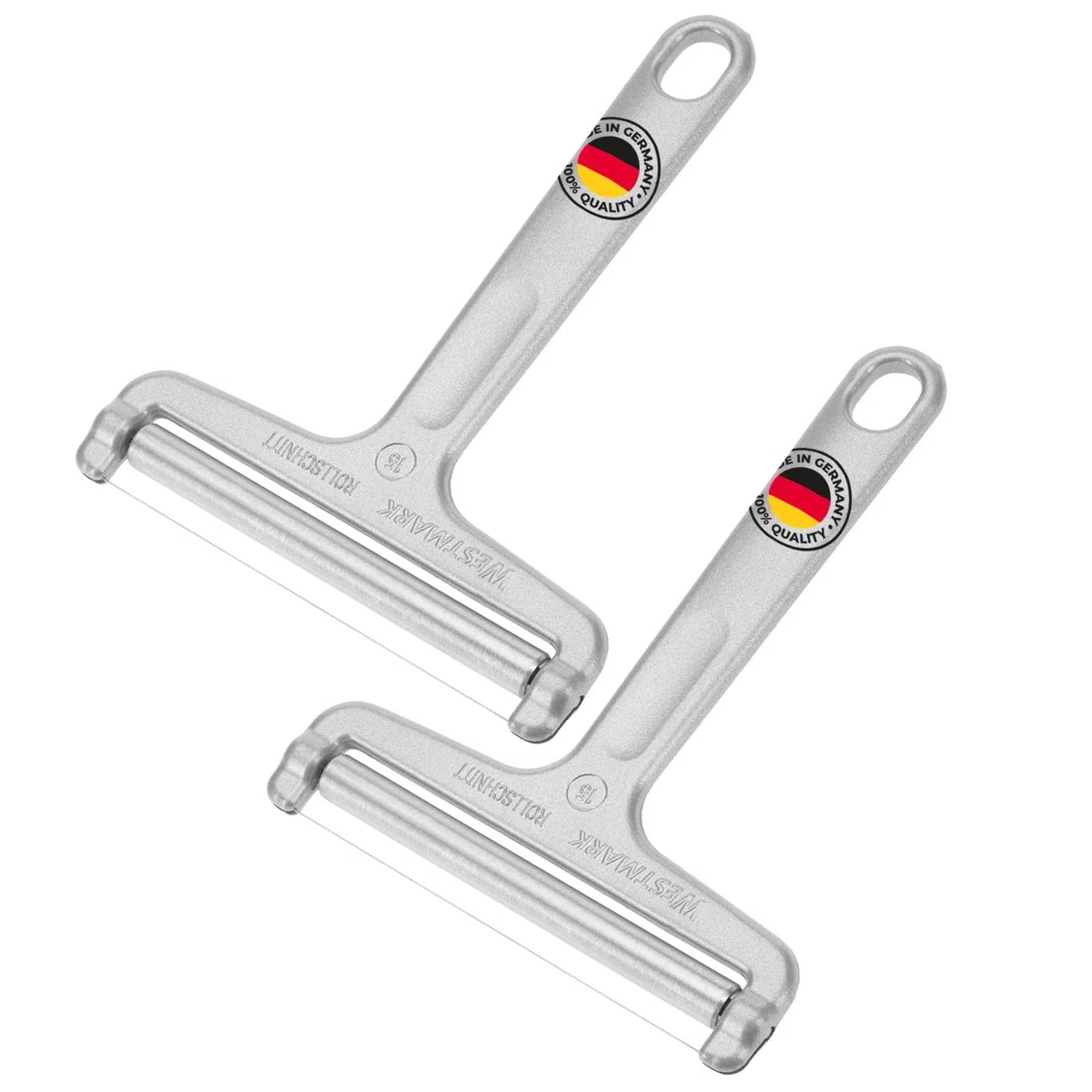 Westmark 2 Affetta-formaggio con Rullo e Filo Tagliente, Spessore Regolabile, Acciaio Inox/Alluminio, Rollschnitt, Argento, 710022E3
