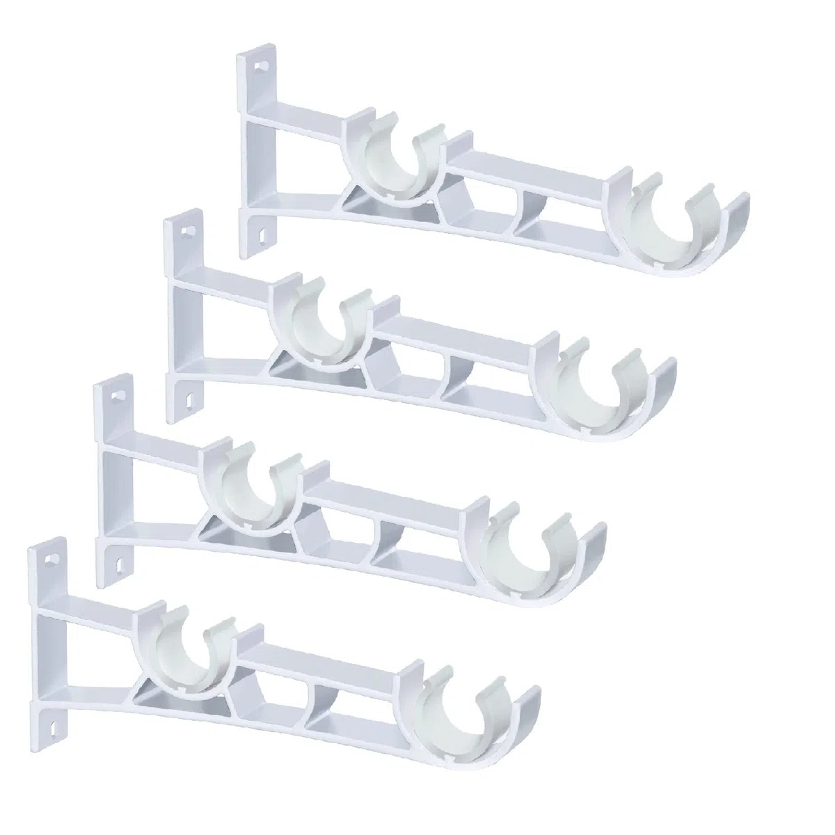 Supporti per aste per tende, confezione da 4 Staffe doppie per aste per tende da 28 mm, supporti per binari per tende resistenti, staffe bianche per aste per tende, ganci di supporto per bastoni per