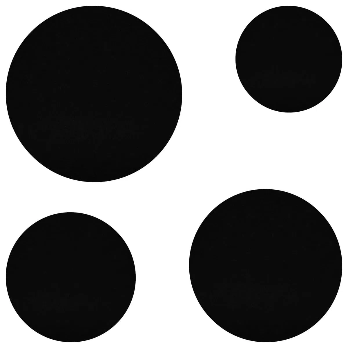 Cerchi di feltro neri - Ø3-60cm per artigianato e decorazione. Disponibili singolarmente o come set da 10, 25, 50 o 100 pezzi