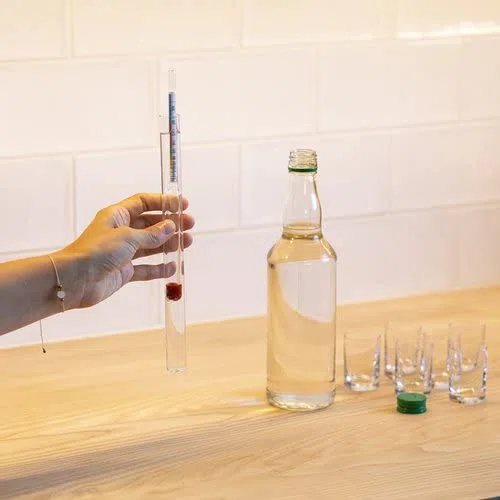 AlcoFermBrew ALCOLOMETRO + Tubo di Vetro (0-100%) - Densimetro, Idrometro, Idrometri, Enologia, Hooch, Distillatori Lievito