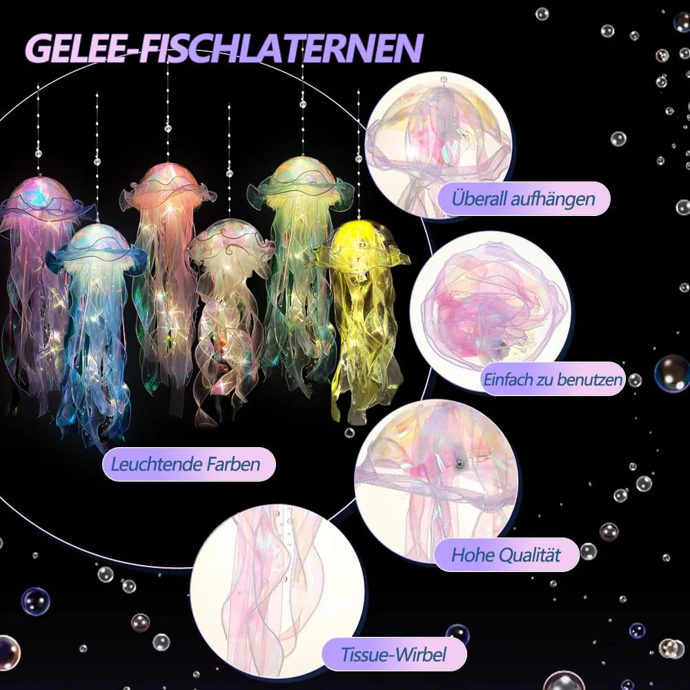 Lanterna di Meduse LED - Lanterne Colori da Appendere a Sirena, per Feste a Tema Oceano e Natale per Bambini