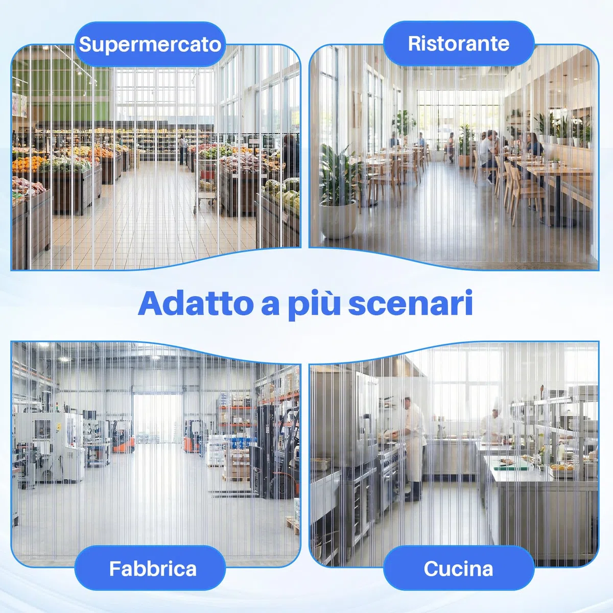 SHANNA Porte a Persiana 100 * 225cm Tenda Porta Trasparente Tenda a Strisce in PVC, Tenda AntifreddoResistente Alle iIntemperie Termica Isolante Freddo Chiusura per Magazzini, Garage e Supermercati