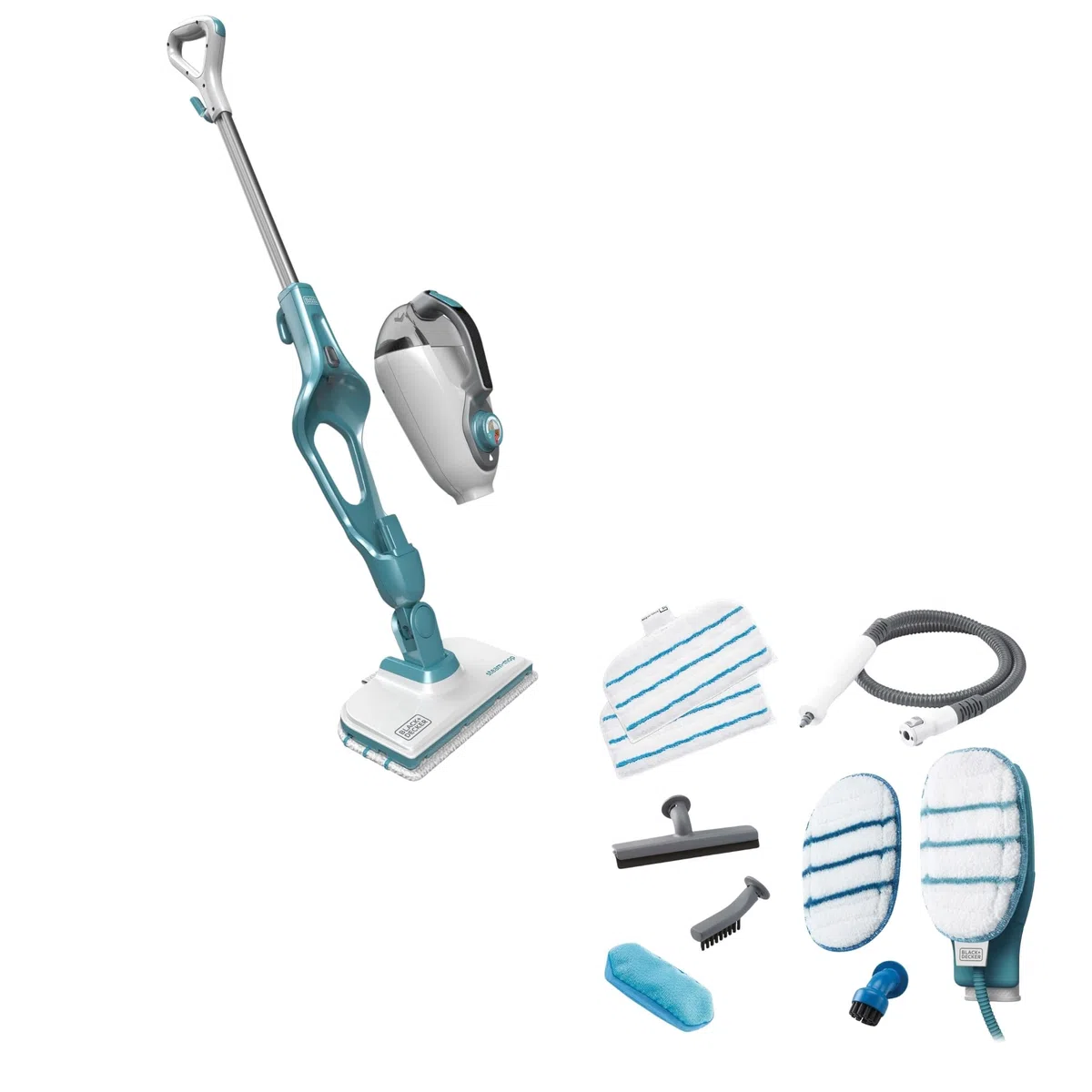 BLACK+DECKER Scopa a vapore 9 in 1 con pulitore portatile e guanto SteaMitt, 1.3kW, FSMH1351SM-QS
