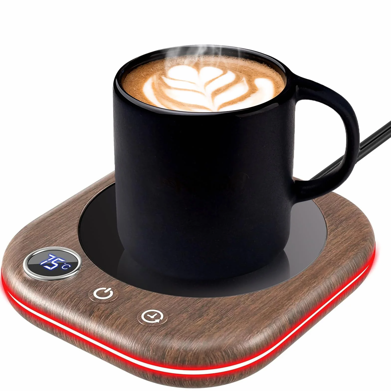 MQFORU Scaldatazze, Scalda Caffè da Tavolo con 3 Impostazioni di Temperatura, Display LCD，Spegnimento Automatico 1-12H, Scalda Candele Intelligente, Ideale per Regali di Caffè Accessori