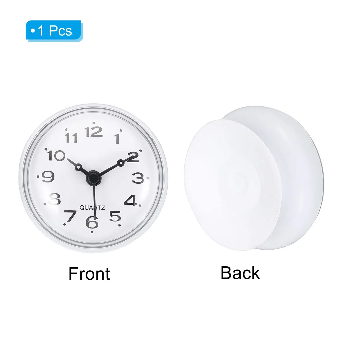 PATIKIL Impermeabile Bagno Orologio, Mini Rotondo Parete Orologi con Aspirazione Coppa per Doccia Cucina Casa Decorazione, Bianco