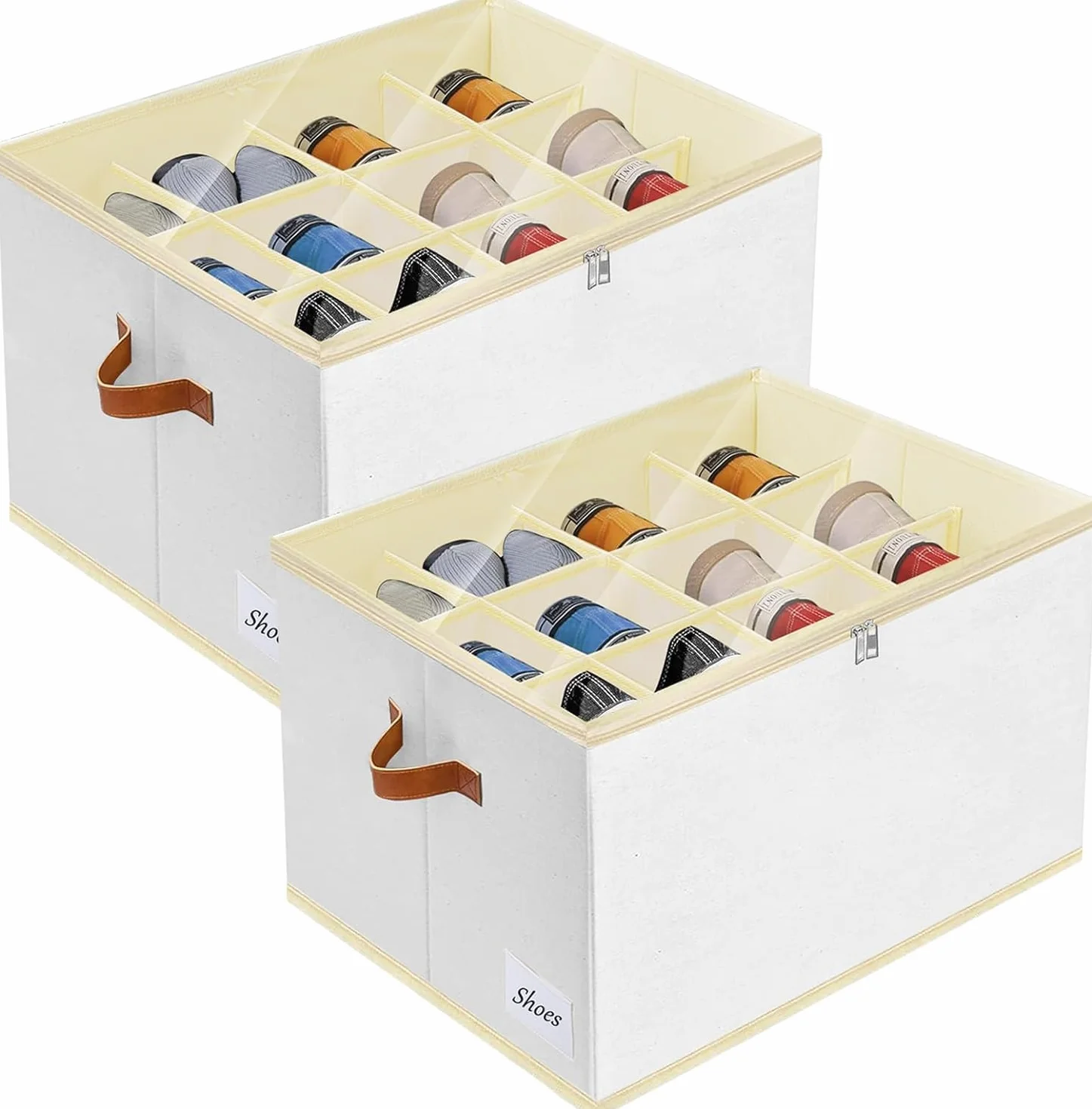 Scatole per Scarpe, Adatto per 12 Paia, Organizer Scarpe, Organizer per scarpe per armadio con coperchio trasparente e manici rinforzati per Camera da Letto, Ingresso, Armadio (2)