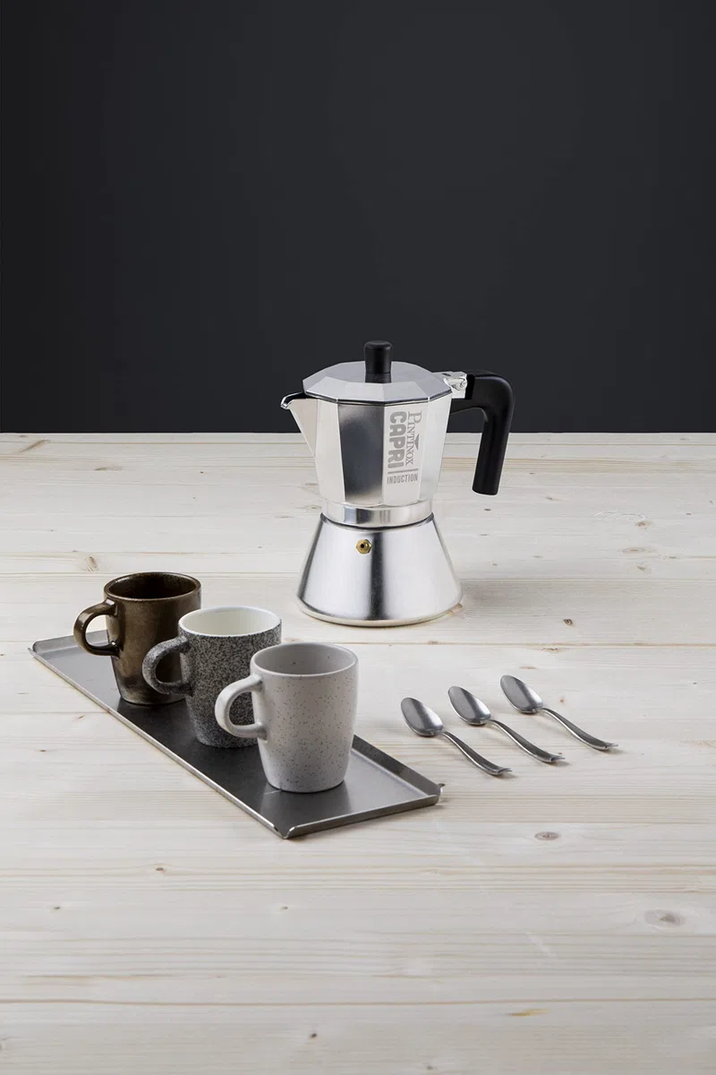 PINTINOX Capri Full induction, Caffettiera Moka 3 Tazze in Alluminio, adatta a tutti i piani cottura compresa l'induzione, Manico Antiscottatura