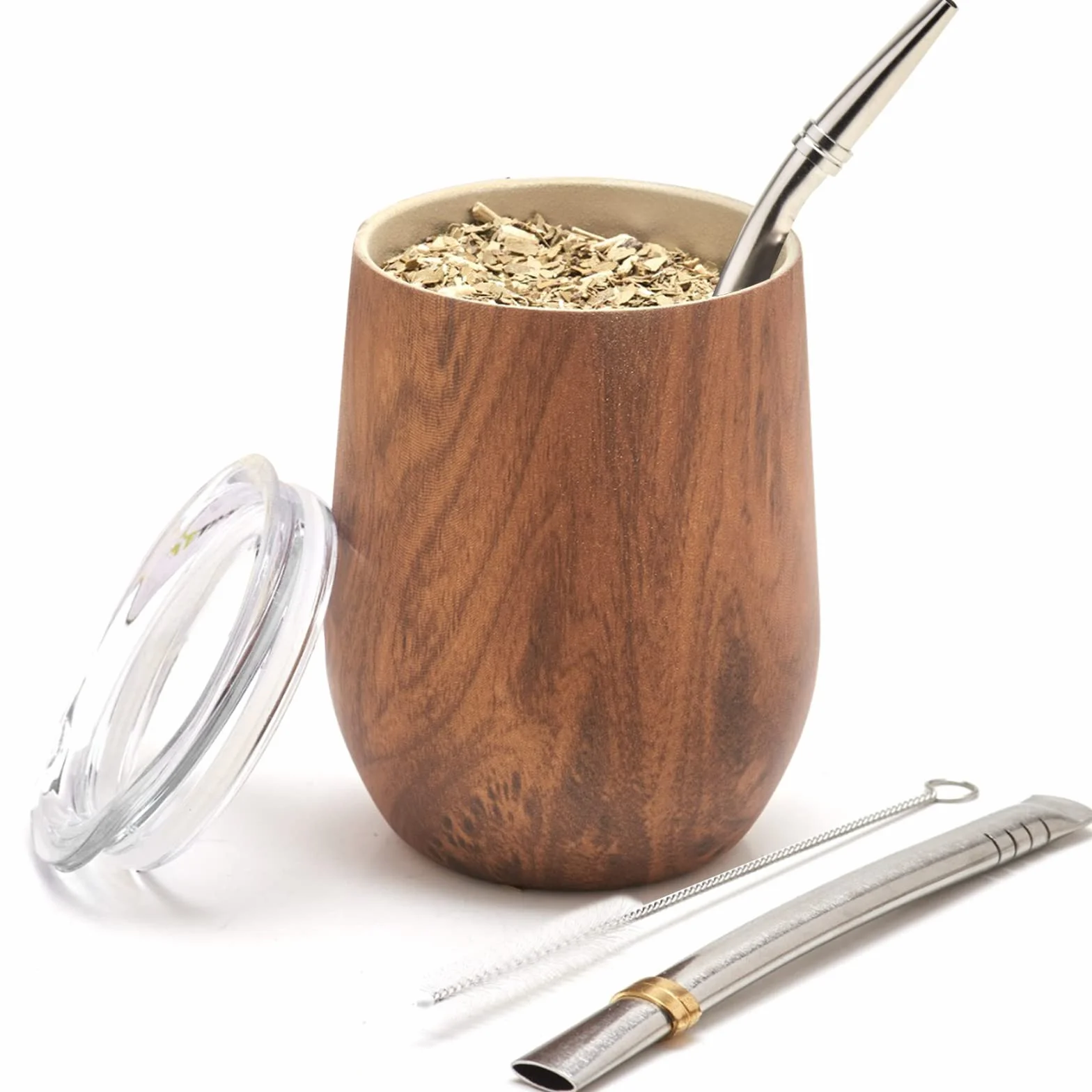 BALIBETOV Mate Argentino - Set Yerba Mate (Tazza Mate) - Acciaio Inossidabile 18/8 a Doppia Parete - Include Due Bombilla Mate e Una Spazzola per la Pulizia - Set Mate Argentino Autentico