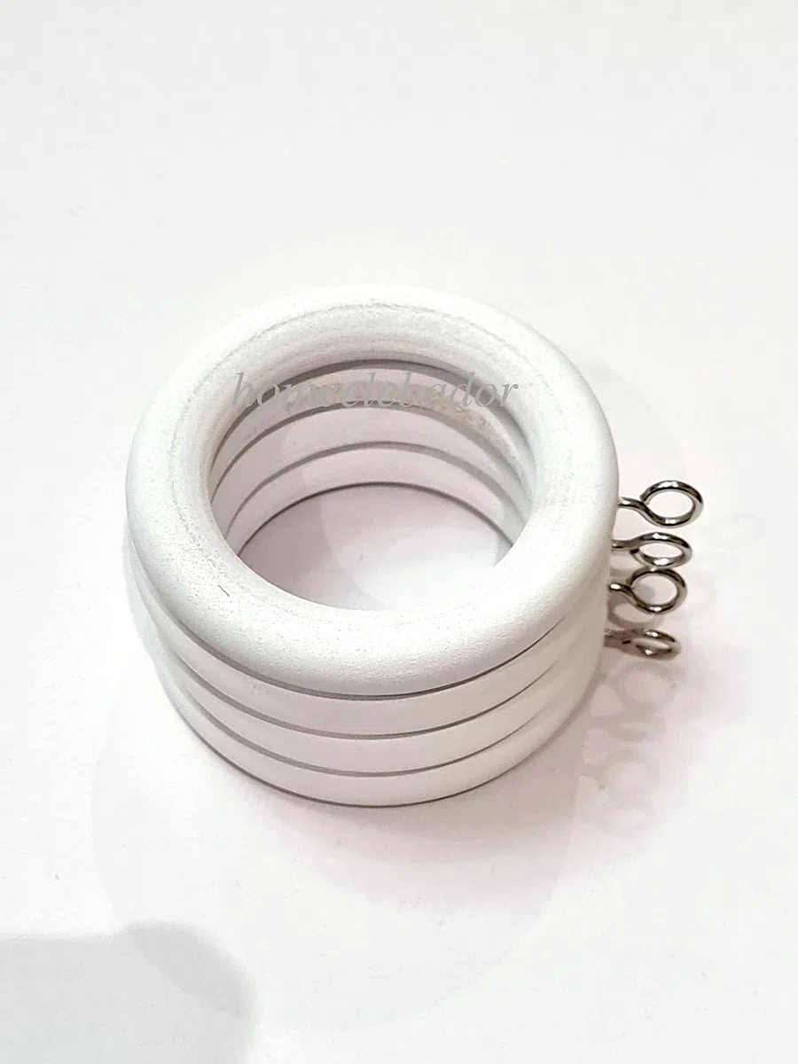 Anelli per tende in legno bianco da 38 mm con occhiello a vite per tende per bastoni da 35 mm, confezione da 24.