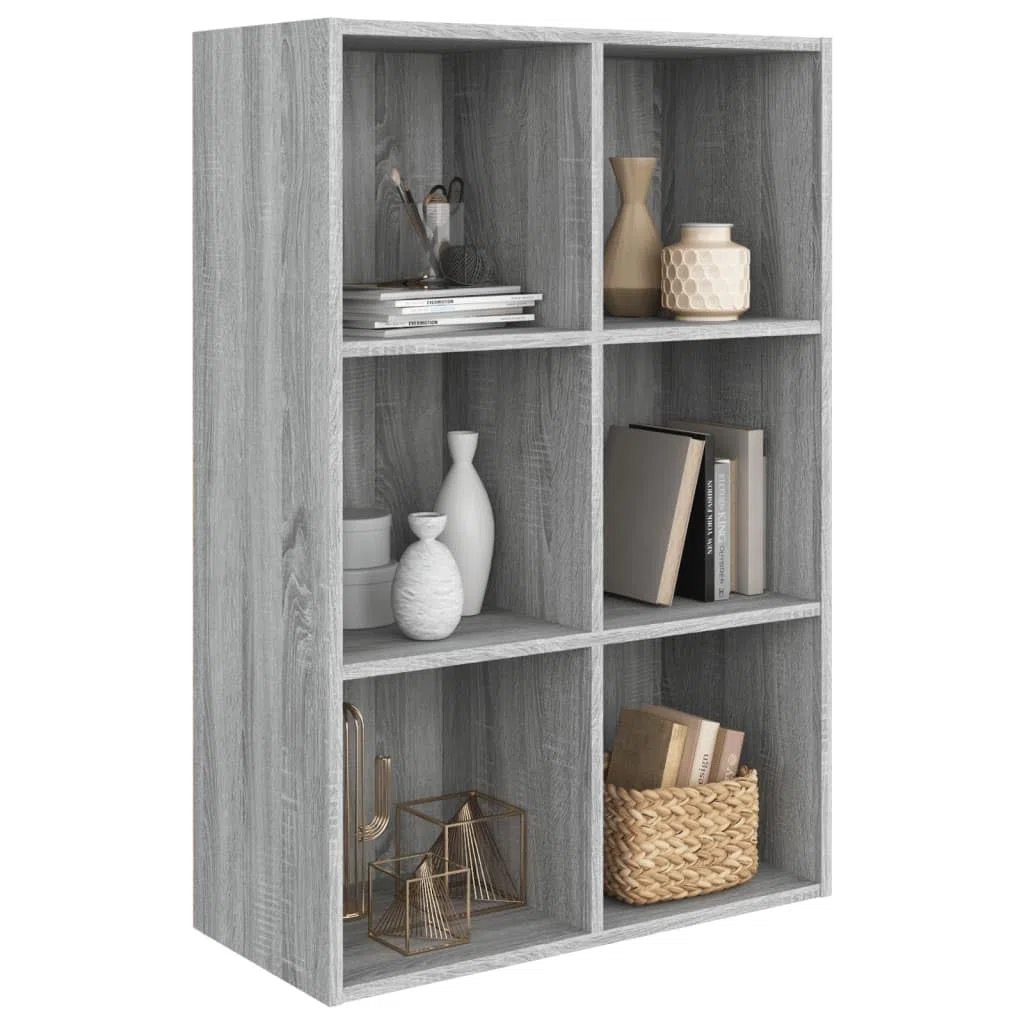 Mensola da soggiorno per libri e decorazioni, libreria/credenza grigia Sonoma 66 x 30 x 98 cm, materiale in legno per libri, soggiorno, studio, ufficio