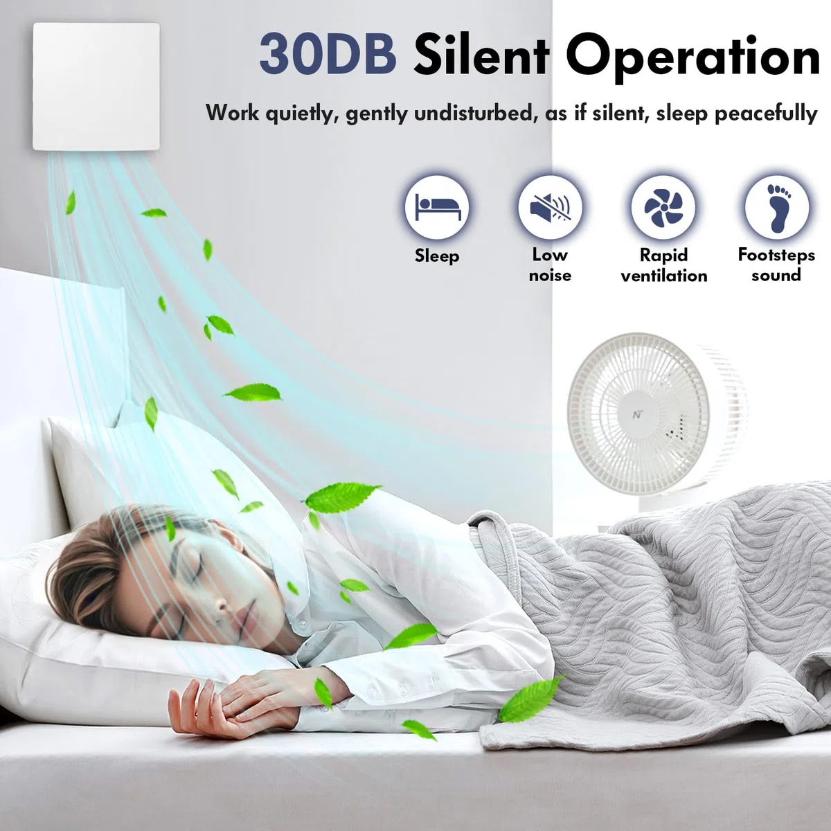 Ventilatore da bagno 100 mm con telecomando, bidirezionale, 3 velocità, funzionamento silenzioso a 30 dB, ventilatore da parete con cavo di alimentazione da 1,5 m, per cucina, bagno, serra, garage