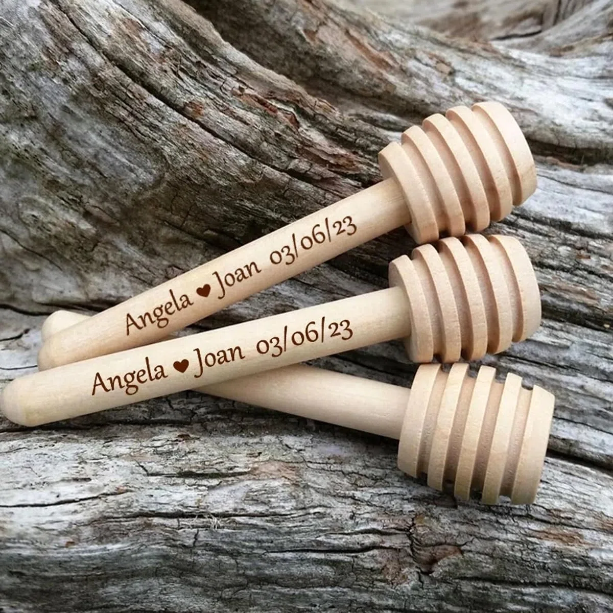 20/50/100 Pezzi Personalizza Barretta for Miele, Mini Cucchiaio da Miele in Legno Personalizzato, Regalo for Festa di Nozze Utensili da Cucina for Dessert tè al Latte Bastoncini(20PCS,10cm)