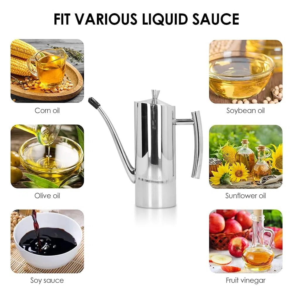 700ML Oliera Acciaio Inox Salvagoccia, Oliera Salvagoccia Pentola Bottiglia Olio Portatile Contenitore Olio Bottiglie per Dispenser di Olio per Olio a Tenuta Stagna Drizzler per Cucina,BBQ,Grill