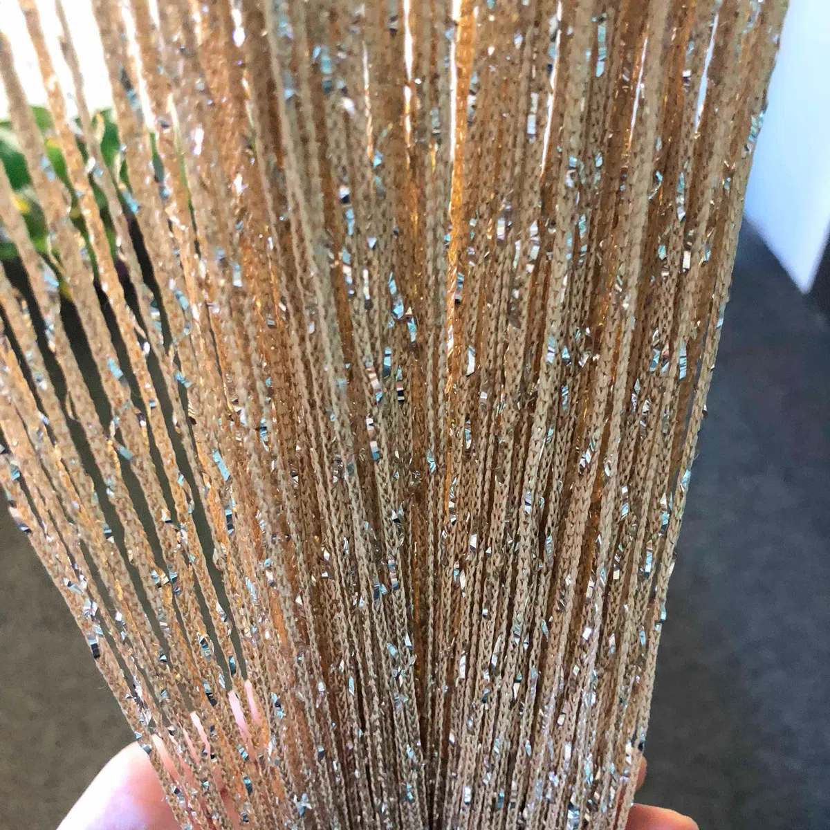 HYSENM 2 Tende 100 x 200 cm Tenda a Fili Glitterata Pannelli divisori per interni Tende per porta finestra Divisorio di Stanze Tenda zanzariera porta finestra, Champagne