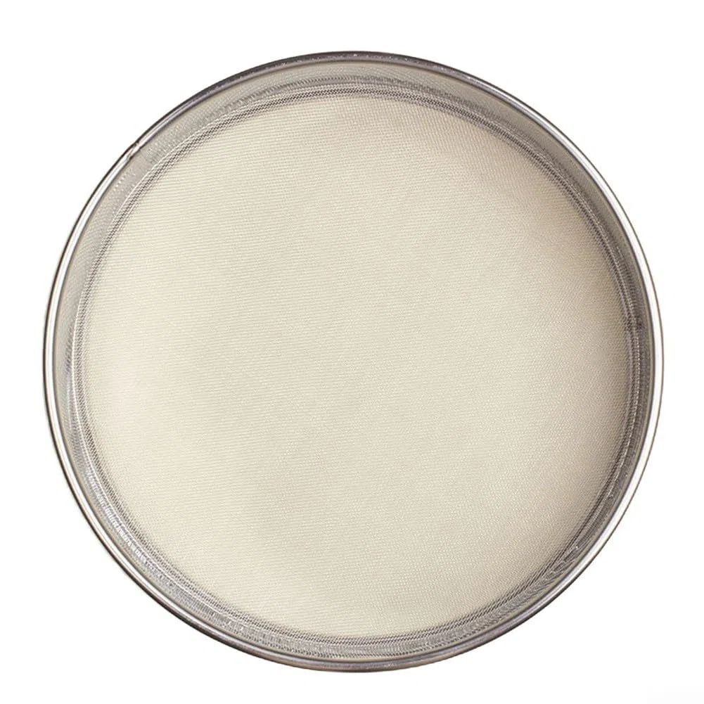 Setaccio per farina in acciaio inox, 40 cm, da cucina, a maglia fine, rotondo, grande capacità, facile da pulire, per cuocere torte, pasta e zucchero, filtraggio
