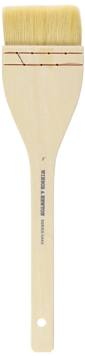 Winsor & Newton, Hake, Pennello Piatto e Largo con Manico in Legno, 7,6 cm, Colore: Bianco
