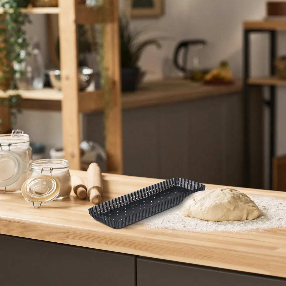Relaxdays Teglia Microforata, Set da 2 Stampi di VarieMisure, Antiaderente con Fondo Rimovibile, Rettangolari, Antracite