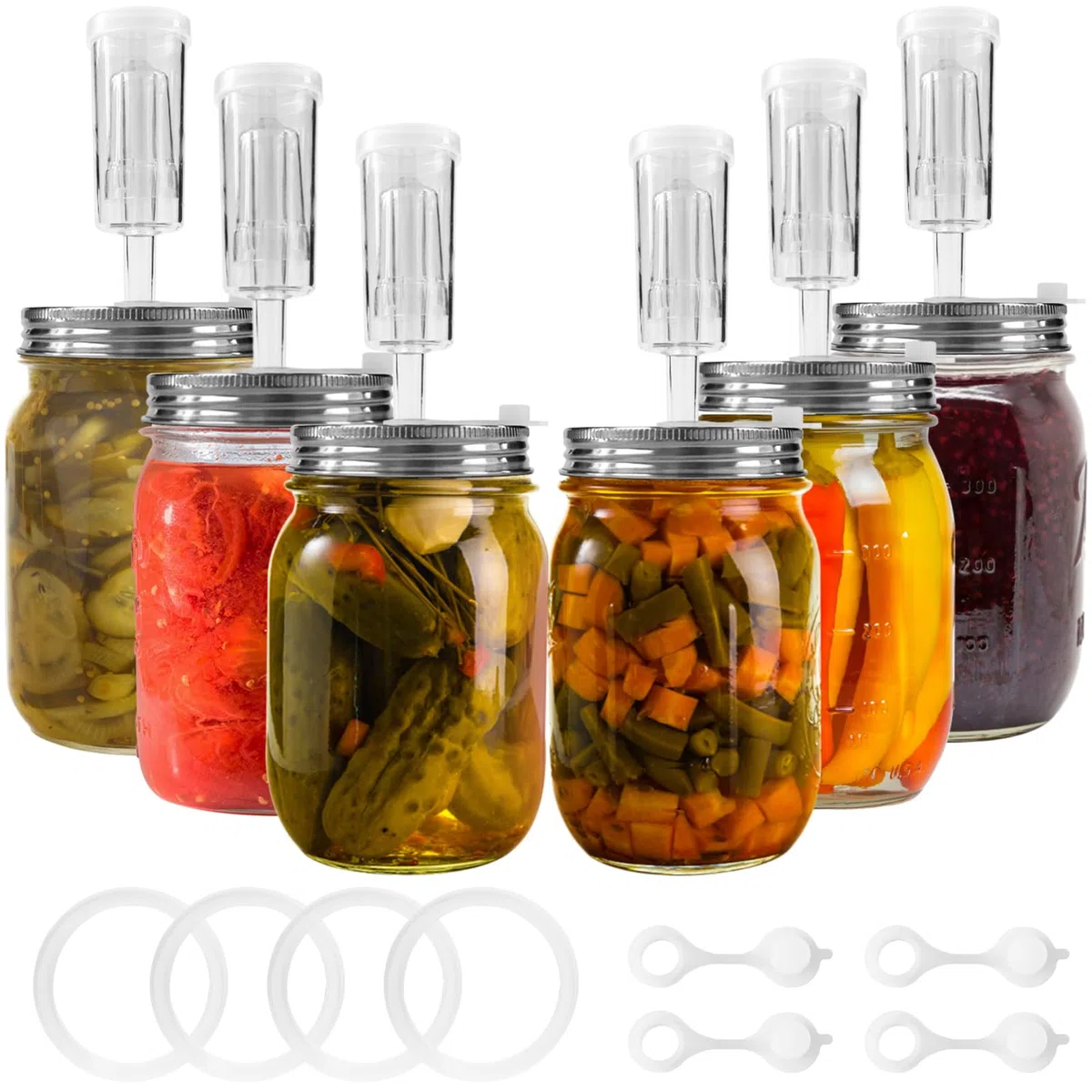 Artcome Set di 32 coperchi di fermentazione con chiusura ad aria, tappi di fermentazione per vasetti grandi a bocca larga