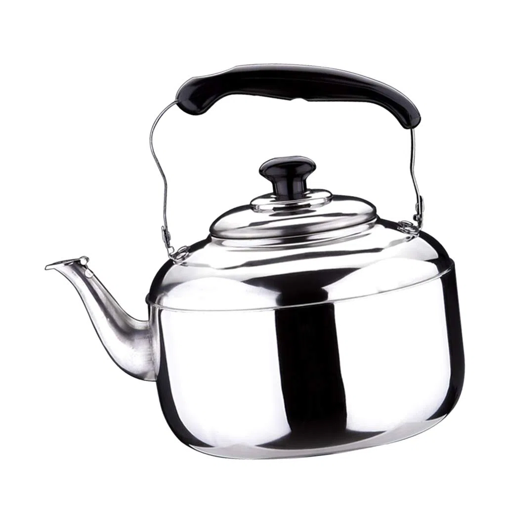 Fenteer Bollitore per tè Fischietto Teiera in Acciaio Inox per Cucina A Casa Campeggio All'aperto Stufa A Gas 4L/5L/6L - Argento, 4L