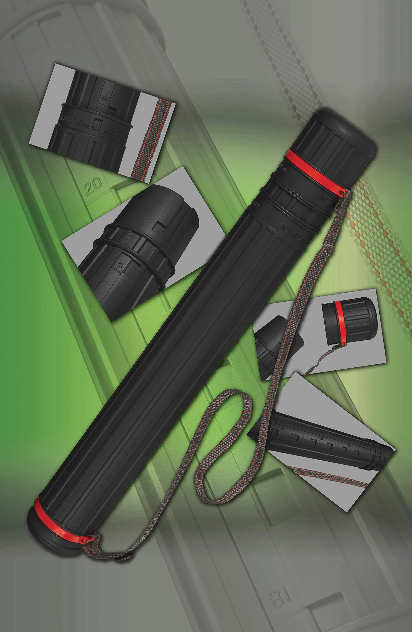 Alevar Tubo Porta Disegno Estensibile da 60 cm a 100 cm, Tracolla regolabile e Sistema di Bloccaggio a Rotazione Sulla Lunghezza, Diametro 8,5 cm, Colore Nero, Confezione da 1 Pezzo