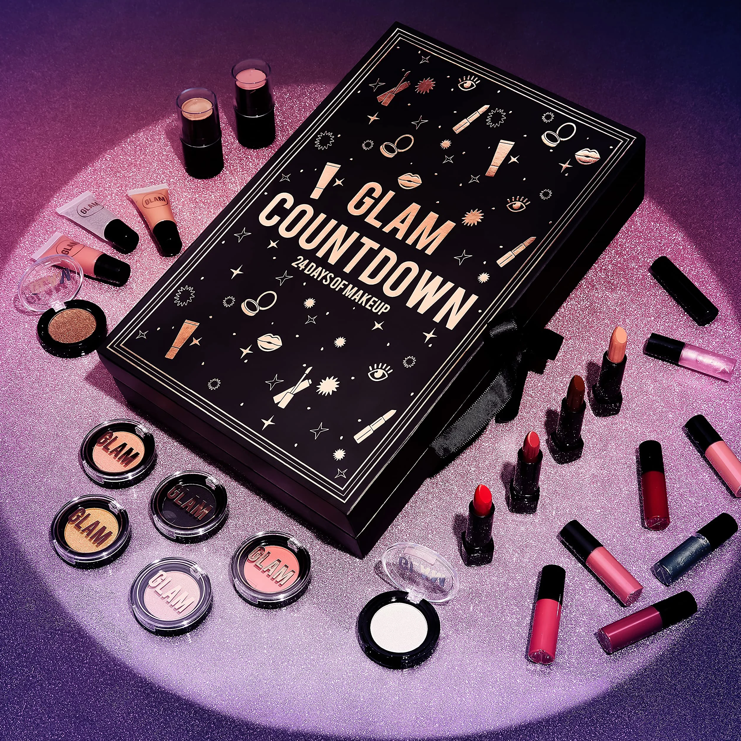 KreativeKraft Calendario Avvento 2025 Donna Ragazza Set Trucco o Prodotti per la Cura Della Pelle Countdown Natale Calendari Avvento Regali per Lei (Nero)