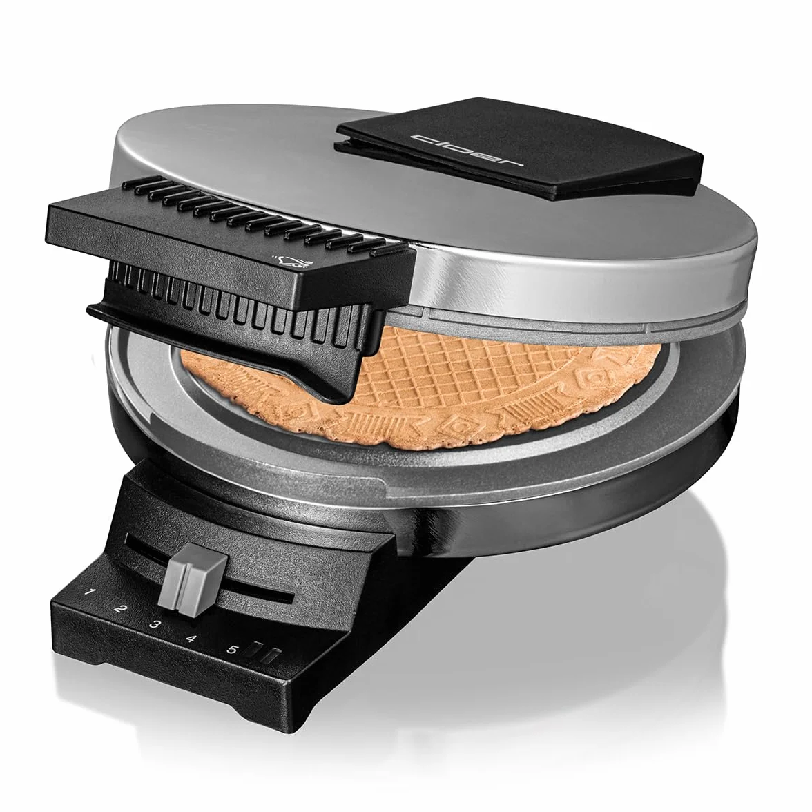 Cloer 285 Piastra per Coni, per coni sottilissimi e croccanti, 800 W, diametro piastra di cottura 15 cm, piastre di cottura pesanti, grado di doratura selezionabile, segnale acustico e spia di cottura