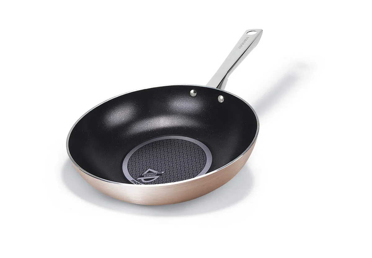 Moneta Rosegold Diamant Wok 28 cm, Acciaio
